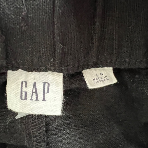 Gap Black Wide-Leg Pants Linen Blend Pull On Lagenlook Beach Pockets Size L - Picture 7 of 10
